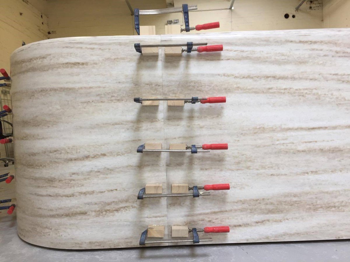 With manufacturers making ever more complex patterns and finishes, Solid Fabrications needs to be ahead of the game in terms of quality and attention to detail. Corian Sandalwood cladding using 2D thermoforming and veined pattern matching

We are Solid

#corian #himacs