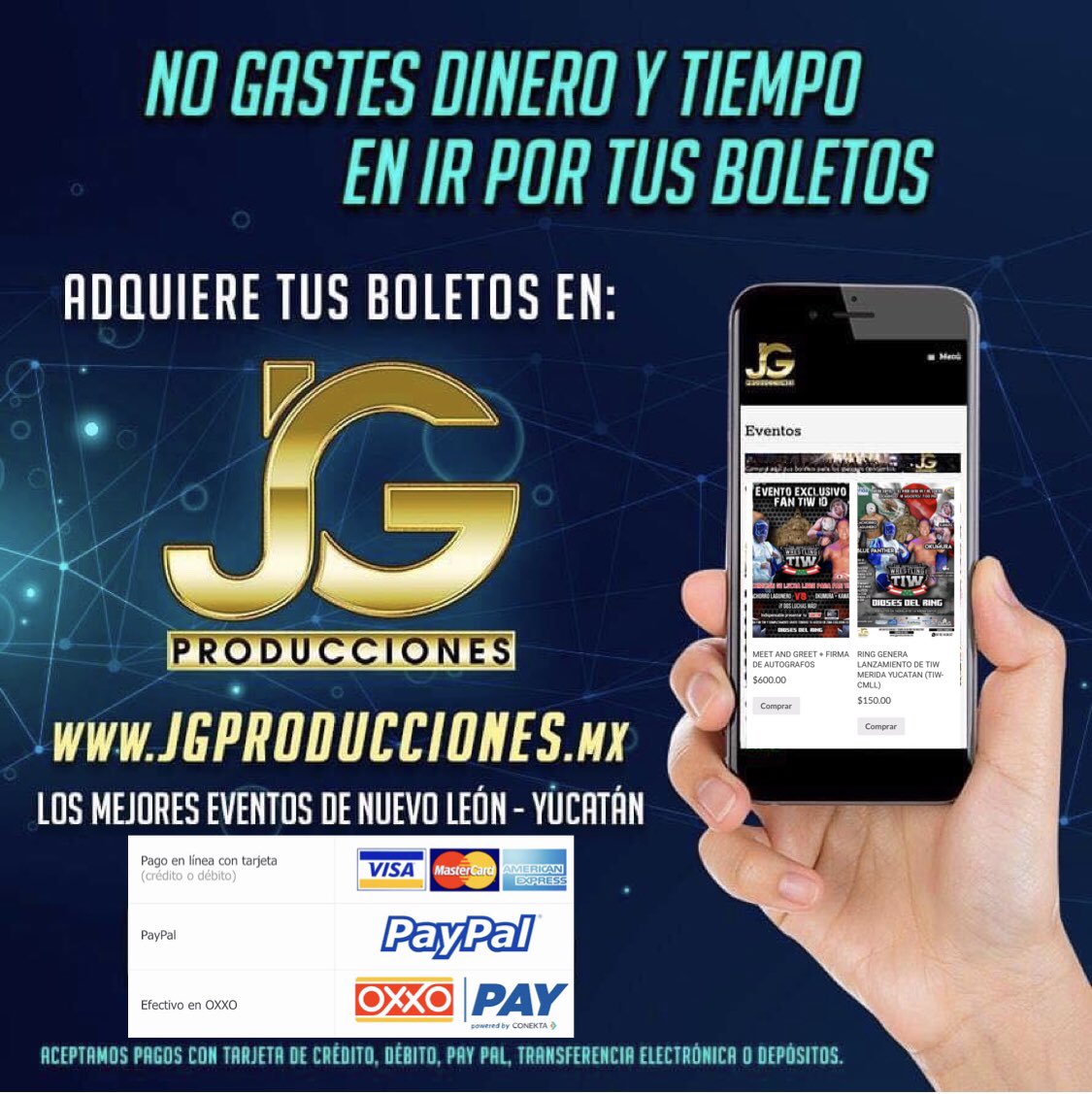 TIWrestlingmx's tweet photo. 🚨ATENCIÓN #Merida YUCATAN🚨
Te recordamos que ya puedes adquirir tus “BOLETOS o FAN TIW ID” las 24 hrs del día en @JgProducciones 
🌐https://t.co/WWr2xk680f🌐
Aceptamos todos los métodos de pago. 
No te quedes fuera... #SOMOSTIW @EnigmaMayaTIW @SuicidaJrTIW https://t.co/JlhH7KwgTy