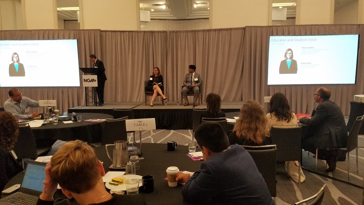 zthombre's tweet image. Ms. Ledebuhr sharing about the professional development at @STEMPREP. She was able to practice a math lesson in front of her peers before school started. #ngaeducation