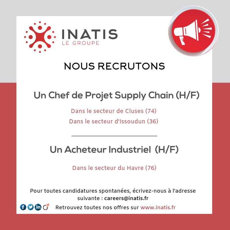 #InatisRecrute 📢

Nous sommes à la recherche de talents afin d'intervenir sur les différentes phases des projets de nos clients.

👉 Découvrez toutes nos offres et opportunités de carrières sur inatis.fr dans la rubrique Carrières.