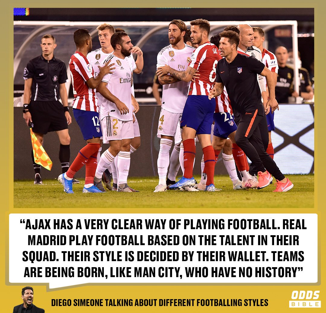 ODDSbible's tweet image. Diego Simeone firing shots at Real Madrid and Man City 👀