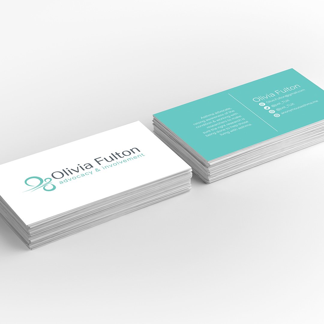 Business card design for one of my newest logos, Olivia Fulton. Simple and stylish- with a classic inverted colour approach to the flip side. #logodesign #edinburghlogodesign #branding
