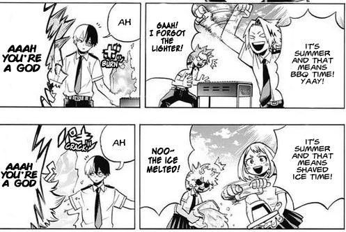 Color_Division's tweet photo. Horikoshi really went "Kirishima and Mina are meant to be and share one brain cell" https://t.co/sDAqzTtAg6