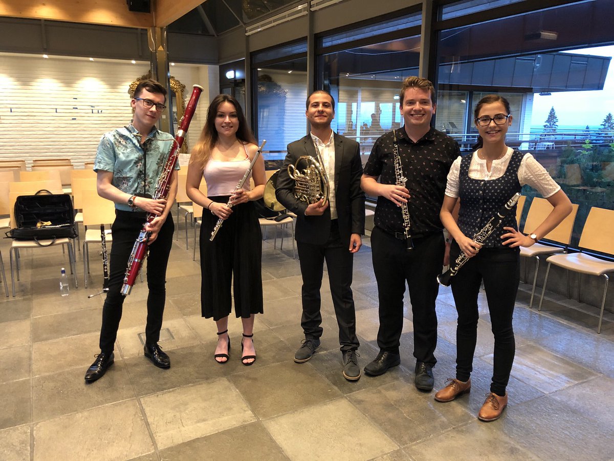 RBCWWind's tweet photo. Term might be over, but the music never stops for our students and alumni! From Sherborne, Woldingham to Oslo! Here we have Archie, Leila and Jacob at Summer Academy Voksenåsen &amp; Catrin and Nathan with the National Youth Orchestra of Wales (Part 1) https://t.co/viR8zCAQ1p