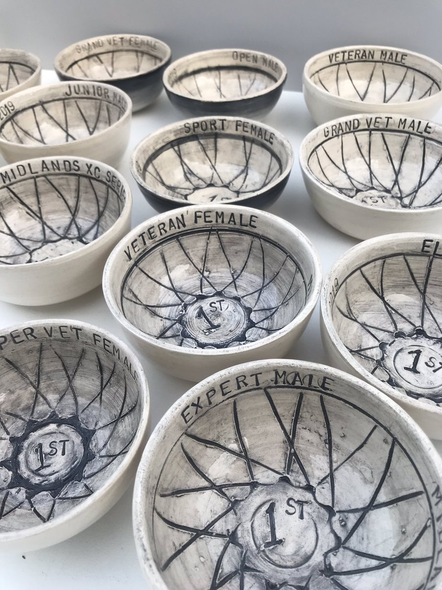 Mel_XC's tweet photo. The final round of the 2919 @midlands_xc was a fun course. As well as the trophies for the day I also made the overall series trophies for top three in each cat. It’s been a great project to work on https://t.co/IDwm37xtrm
