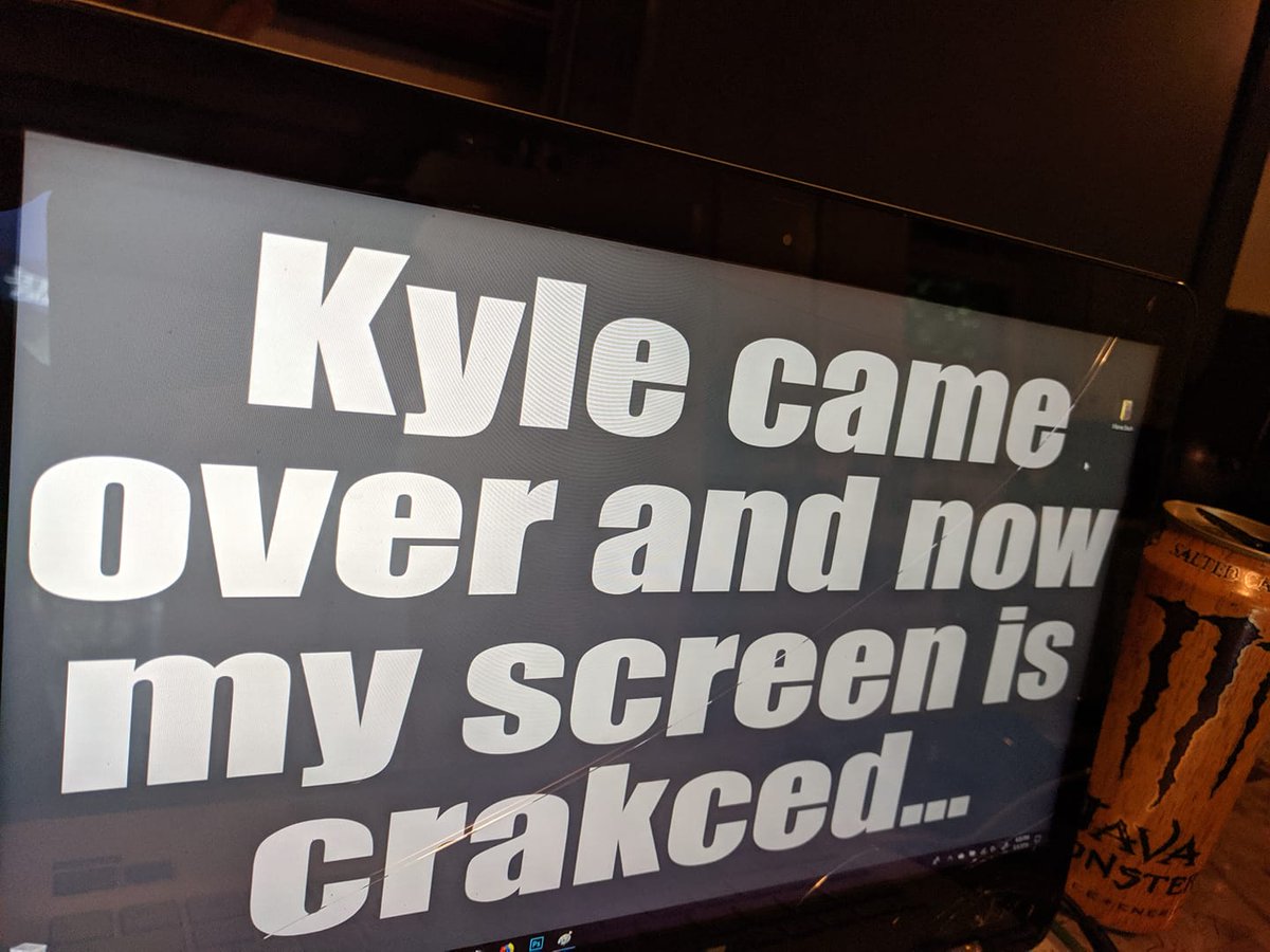 le7513's tweet photo. #kyle #drywall #monsterenergydrink #brokenscreen https://t.co/elq6gyr238
