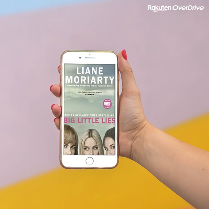 a graphic of the book cover for Big LIttle LIes displayed on a large smartphone