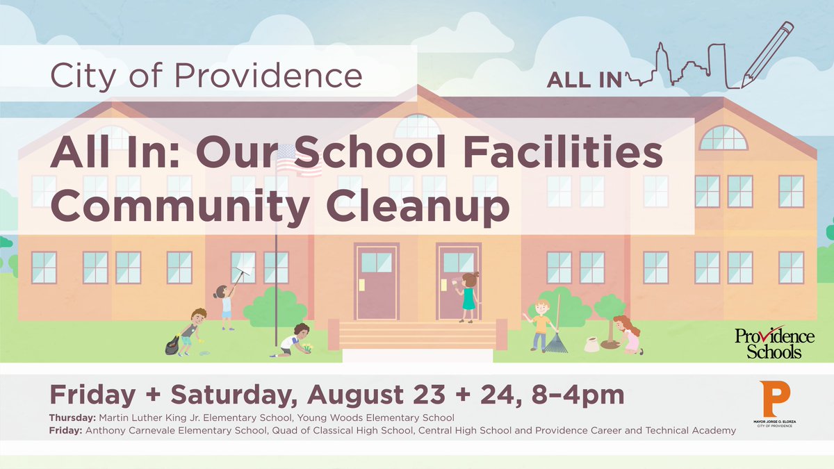 Calling all volunteers! We’re coming together as a community to help prepare our schools for the return of our students in September. 
_____
To sign up to volunteer, visit: allinpvd.com/volunteer