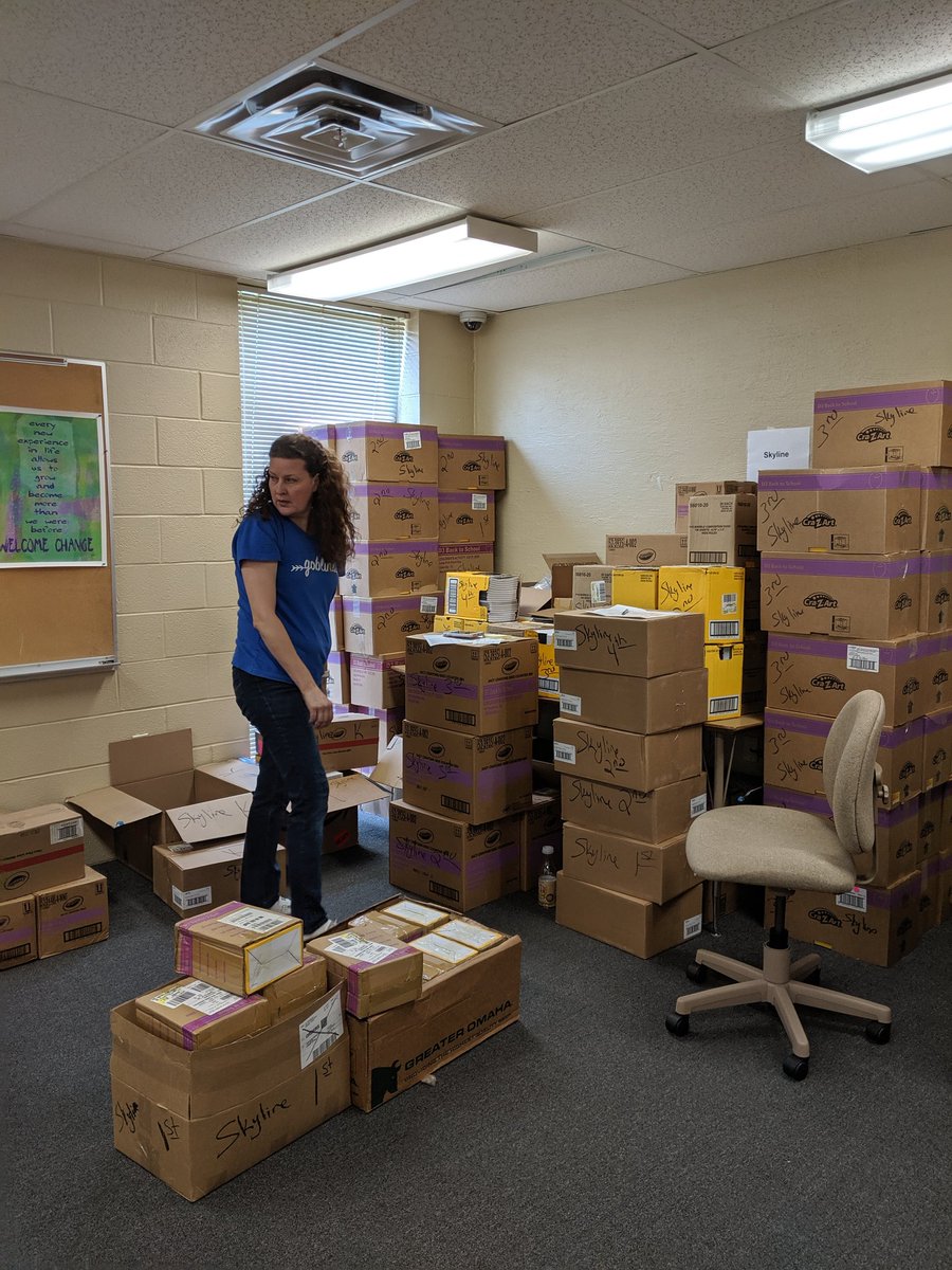 School supplies. Can't wait to get this to schools and students. So thankful to be able to provide for our families.  #GoGobs