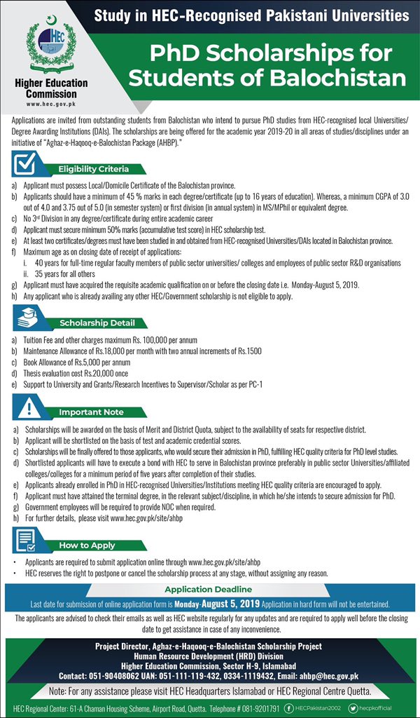ComissionHigher's tweet photo. ATTENTION STUDENTS 
***Deadline Extended until August 26, 2019***

PhD Scholarships for Students of Balochistan

Apply online through https://t.co/gr7v2gJtfZ https://t.co/qyrW9WAR93