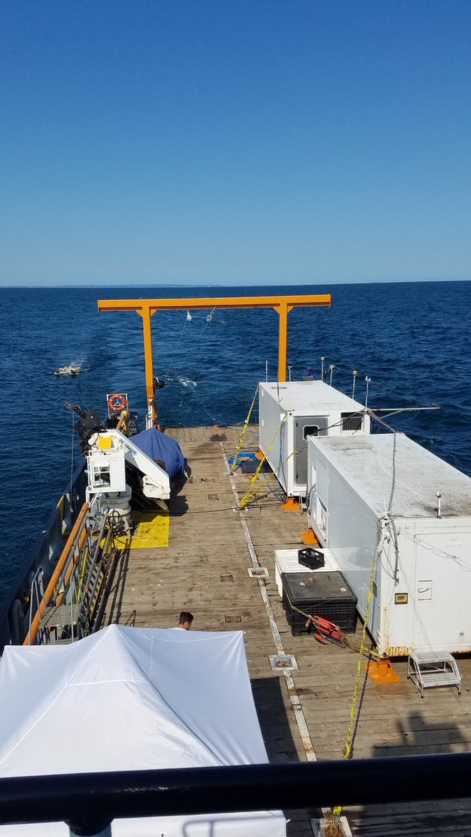 USGSCoastChange's tweet photo. #Surveying in #CapeCodBay! Here #USGS researchers are towing subbottom &amp; seismic equipment, while others are hard at work in the vans! They've been at it since midnight 👀

#CapeCodBay2019 #seafloormapping #fieldwork #science #sciencecruise #mapping #seafloor #CapeCod #research https://t.co/AmHyIcEE8l