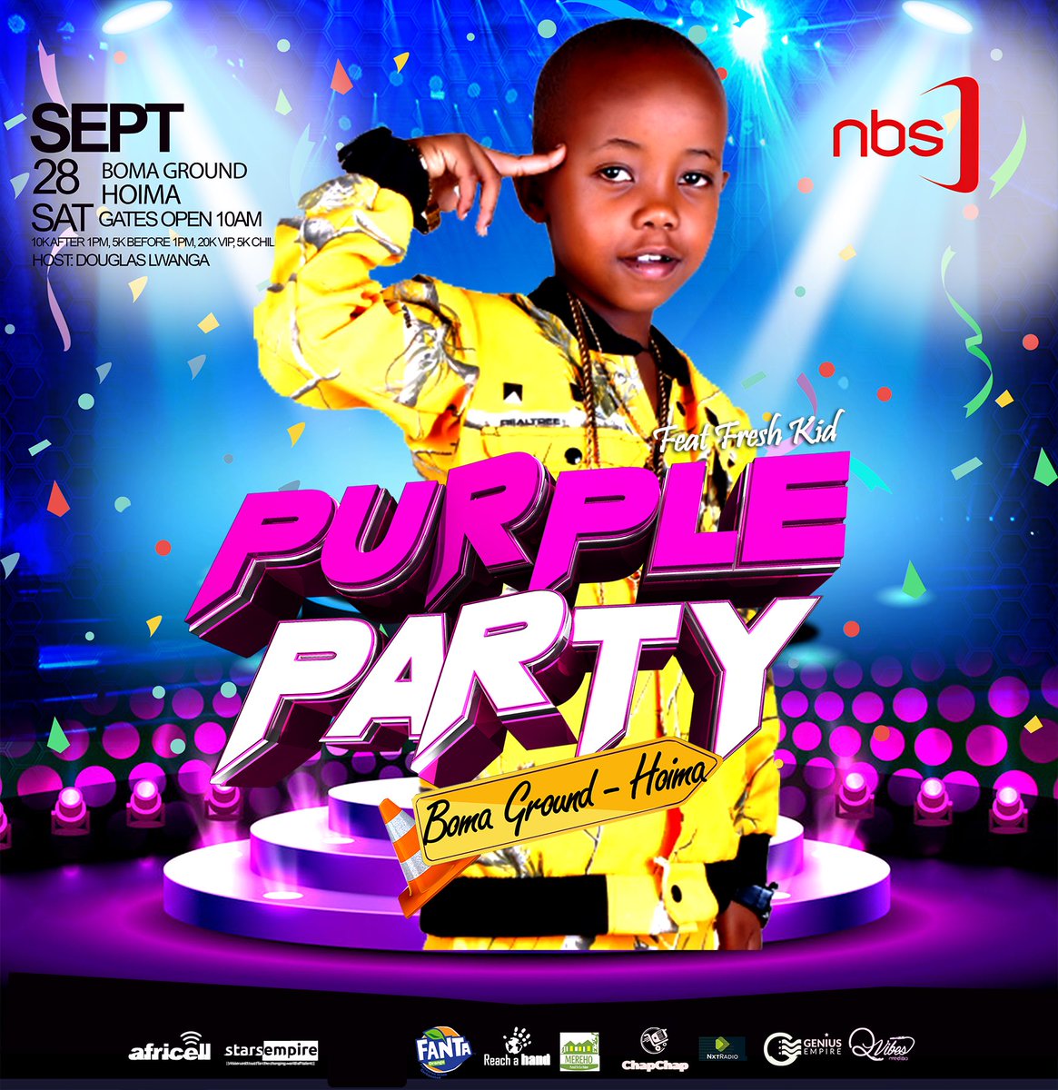 DouglasLwangaUg's tweet photo. Hoooooooo Fresh Kid Is in so get ready for this one Hoima. Everything BIG Lockup Sat 28 September. Boma Grounds Hoima #PurplePartyTour https://t.co/zFiFX429pD