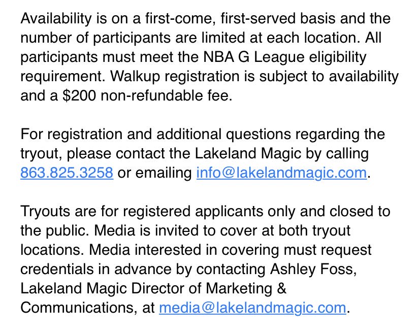 Lakeland Magic Announce Open Tryouts