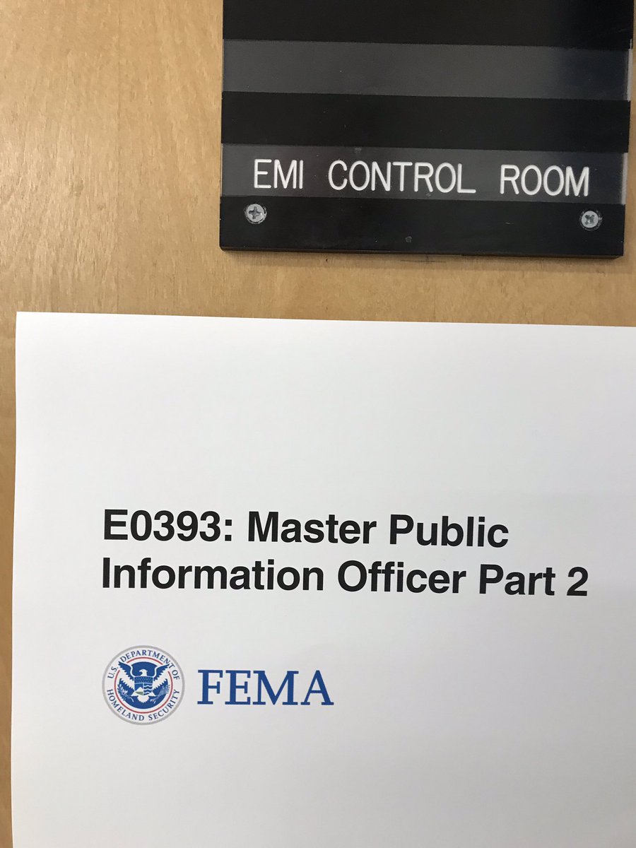 PIOMarkBrady's tweet image. My Day 2 at @FEMA_EMI In #Emmitsburg MD is Day 1 of instruction for #AdvancedPIO E0388 with 36 students and #MasterPIO E0393 Week 2 9 students joining us during their research observation. Students from all disciplines and from across the USA.