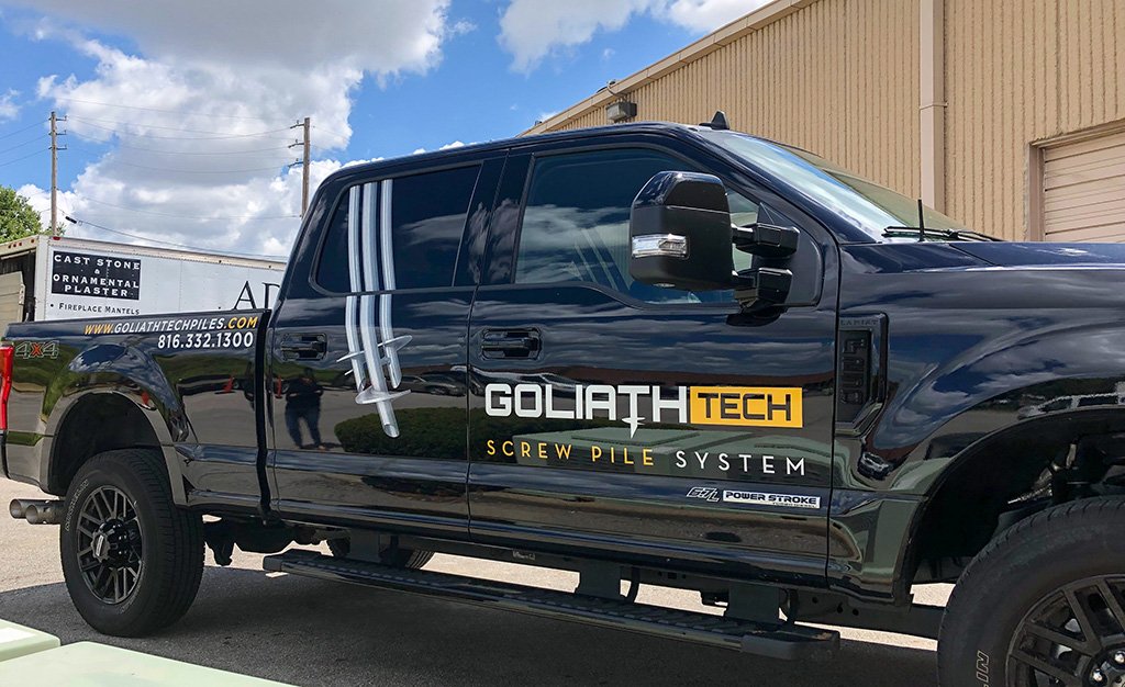 Vehicle graphics for Goliath Tech in Kansas City
.
.
.
.
#vehicle #graphics #vehiclegraphics #pickup #truck #vinylgraphics #cutvinyl #construction #screwpile