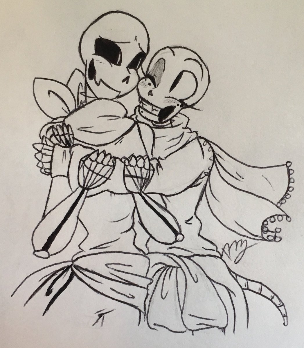 Mooshi_Muffin's tweet photo. A hug for @Zennybb ^w^ #undertale #undertaleau #undertaleoc #undertalegirl #skeletonmonster #sketch https://t.co/pAuAlRECdV