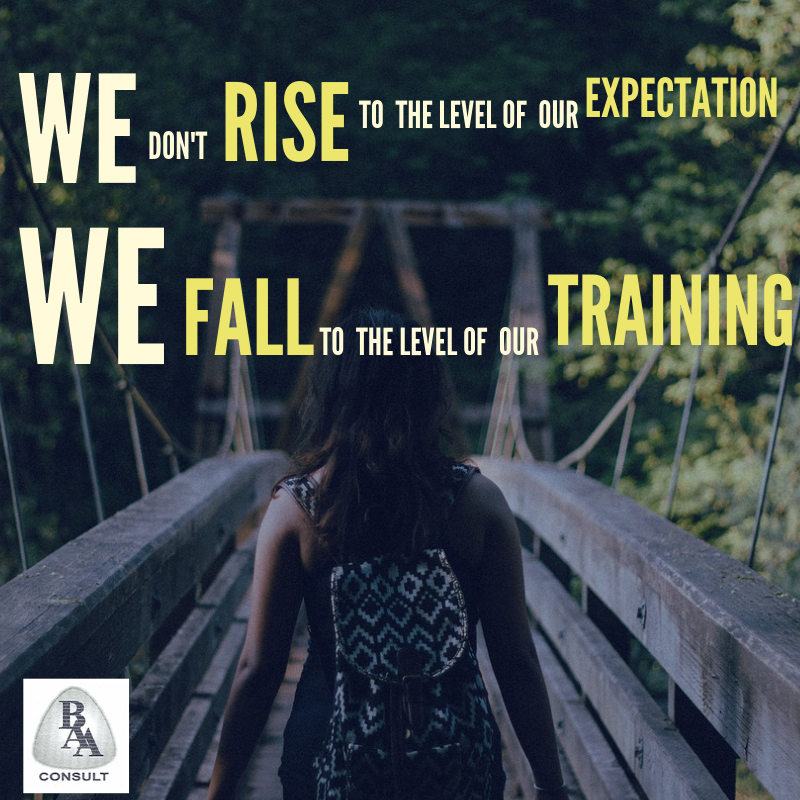 BAAConsult's tweet photo. We don't rise to the level of our expectations. We fall to the level of our #Training. 
#baaconsult #baatraining #baastrategy #baarecruitment #baahumancapital #mondaymotivation https://t.co/FI9UINTvBT