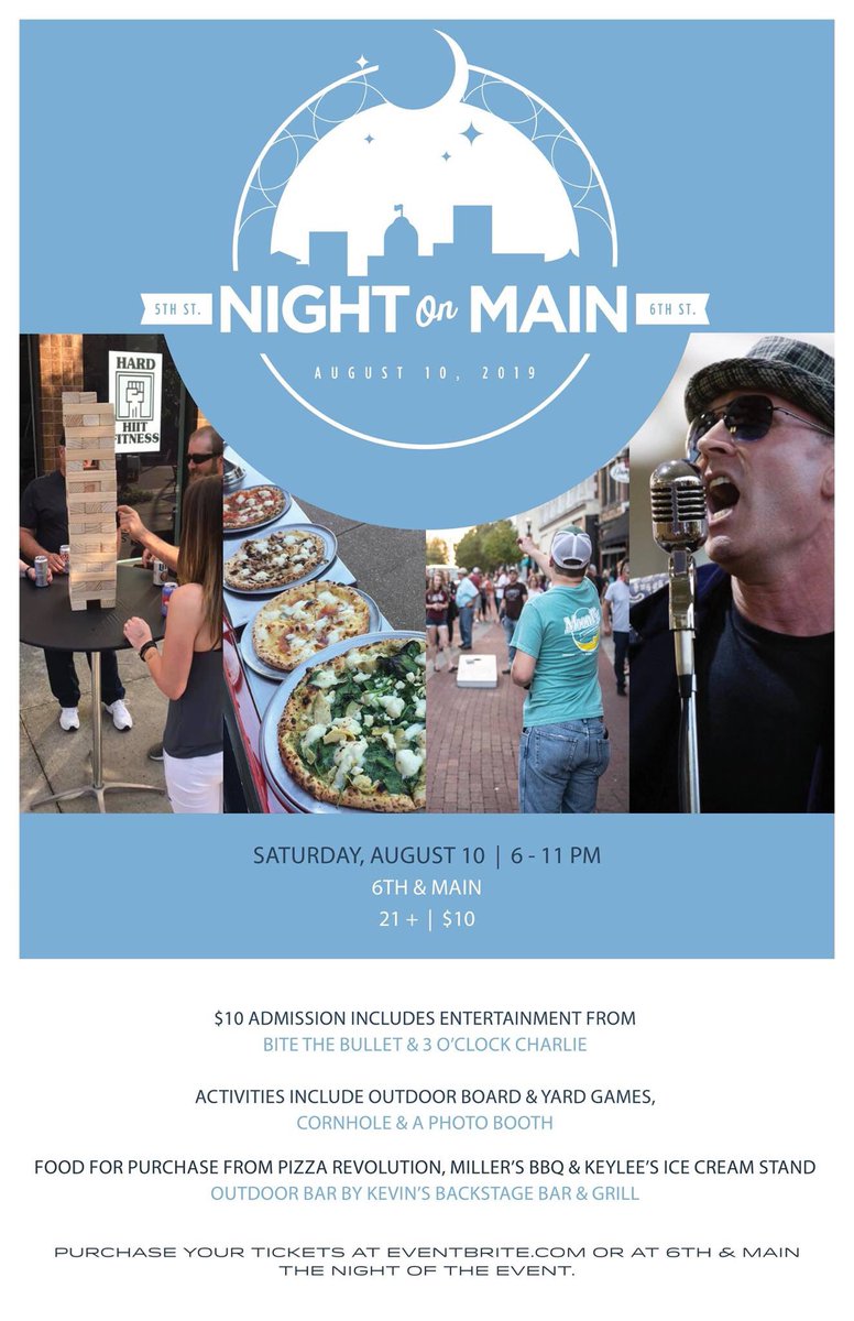 Join us Saturday, August 10, for our final #NightonMain for 2019.
#DowntownEvansville #DTEVV