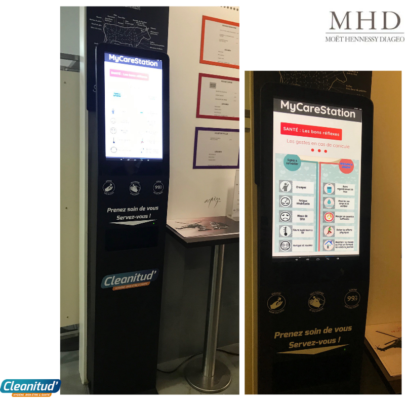 Le borne MyCareStation de Cleanitud' est présente à l'entrée du restaurant d'entreprise de Moët Hennessy de Courbevoie
#Hygiène #QVT # PréventionSanté