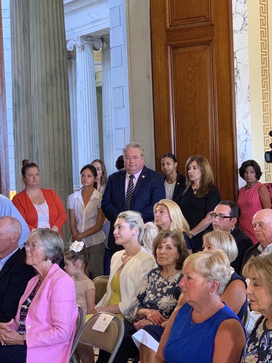 RIHouseofReps's tweet photo. HAPPENING NOW: Governor @GovRaimondo ceremonially signs legislation championed by @repmcentee33 that extends the state’s civil statute of limitations for childhood sexual abuse from 7 to 35 years. https://t.co/03q15Qka6w