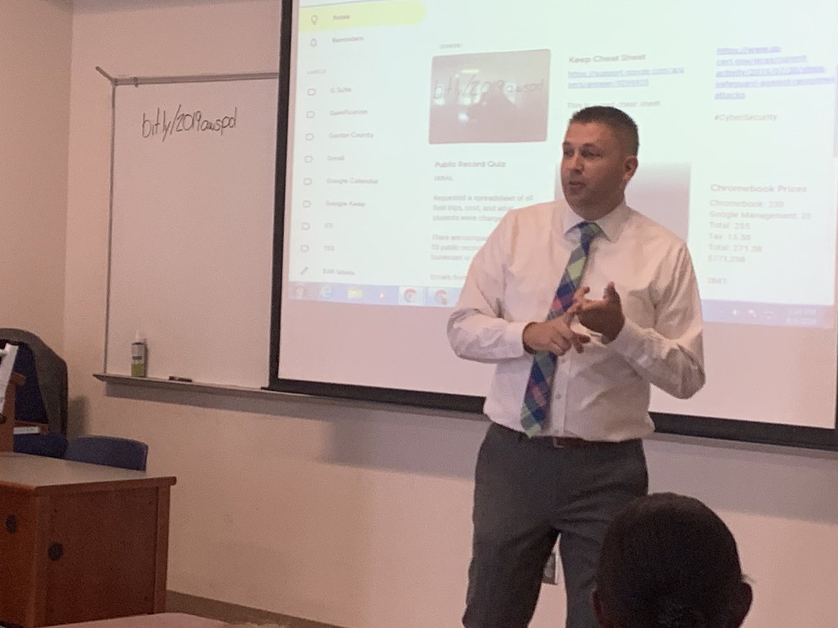 lmontgo's tweet photo. @aslutsky presenting โGetting Your Life Organized with Googleโ @GastonSchools Teaching and Learning Conference #TLC #tlc19 #gcsk12 #gcsp23 #gcsp24 https://t.co/GPjwzI4vai