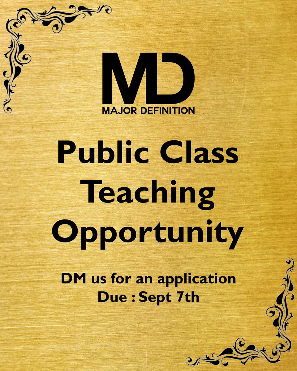 majordef's tweet photo. ‼️TEACHING OPPORTUNITY‼️If you are interested in teaching one of our public classes this Fall be sure to DM us for an application. 😤💯Applications are due on September 7th. 🤪 https://t.co/d6heS2NhSe