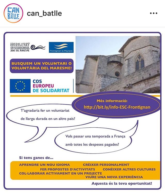 AjuntamentPLF's tweet photo. Coneixes el servei adreçat a joves de Mobilitat Internacional Jove del Maresme? Més informació al local jove @CanBatlle o a @ccmaresme #serveisPLF #jovesPLF #viuPLF https://t.co/VUKh4aKDzh