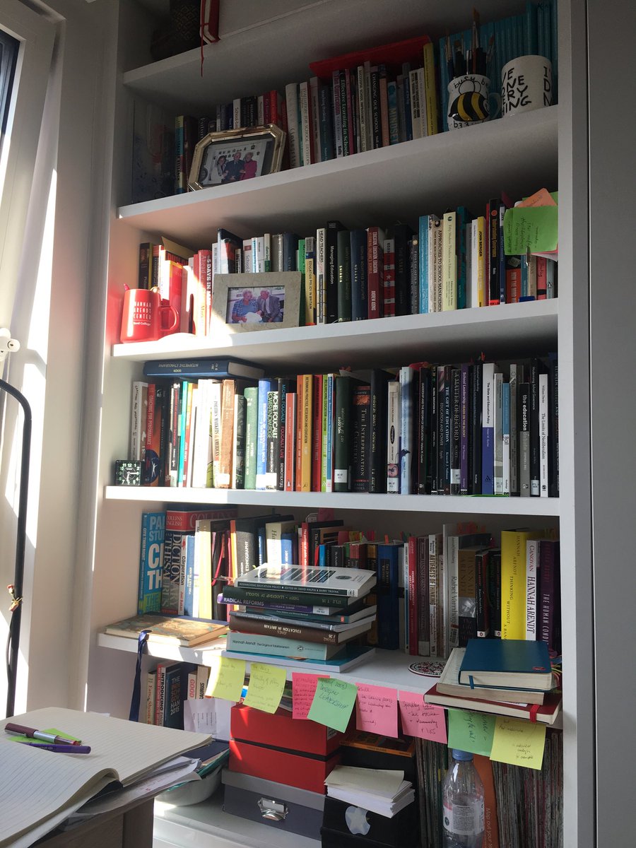 BeeBeehughes8's tweet photo. My favourite time of my PhD day where I look up and notice the sun illuminating my books, emblems of a 3yr PhD life. And then I recognise the days to submission loom🙃. Still more to done! ⁦@EducationUoM⁩ https://t.co/44dVE9B3RL