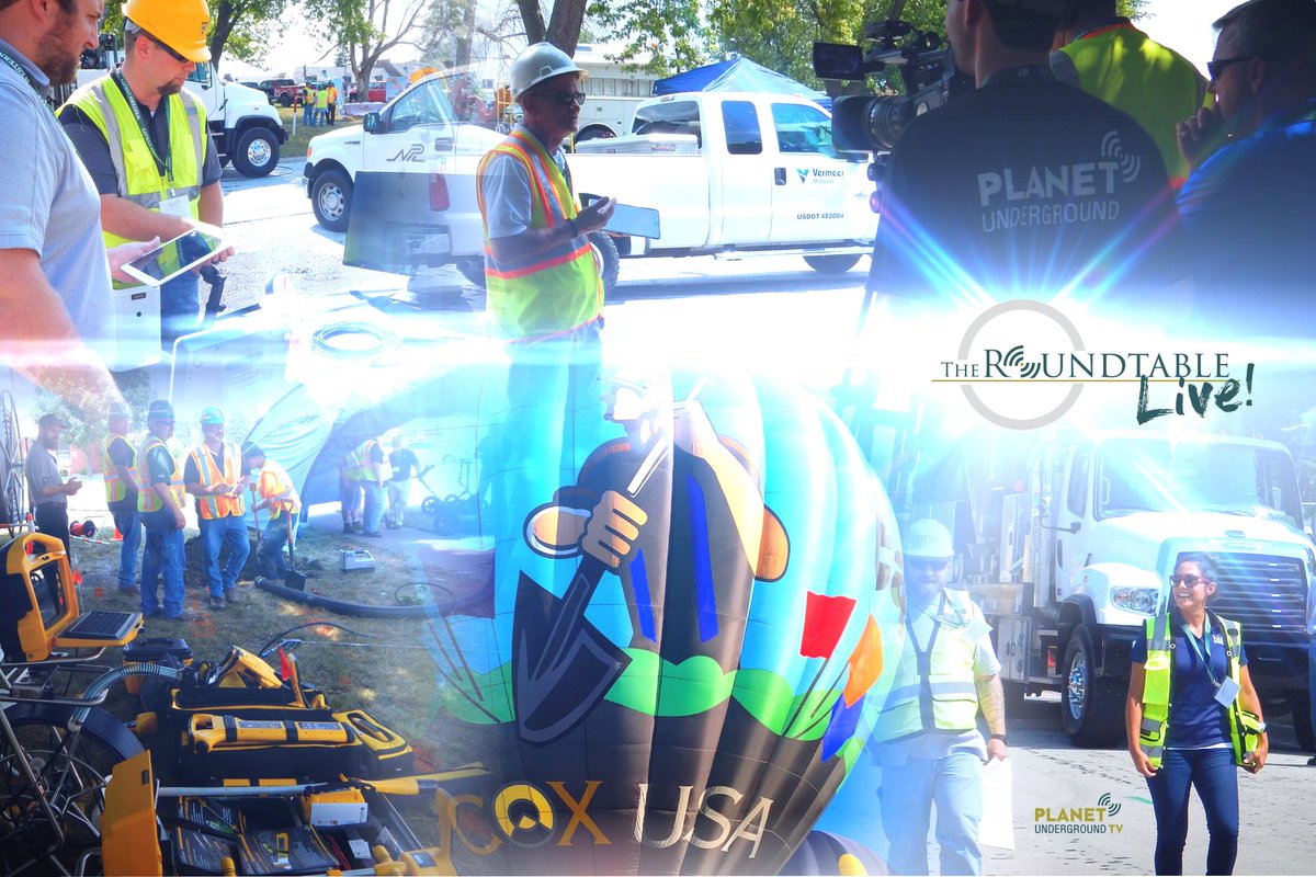 PlanetU_TV's tweet photo. THIS WEEK! #TheRoundtableLive will be in FULL EFFECT at Planet Underground TV headquarters! Live excavating, locating, shoring, tech demos and more - All at our huge job site, plus @coxutilitysvcs #Shovelman811Balloon! Visit https://t.co/PKFH9FTUpL to register. #Call811 #DigSafe https://t.co/mWjp0b03mg