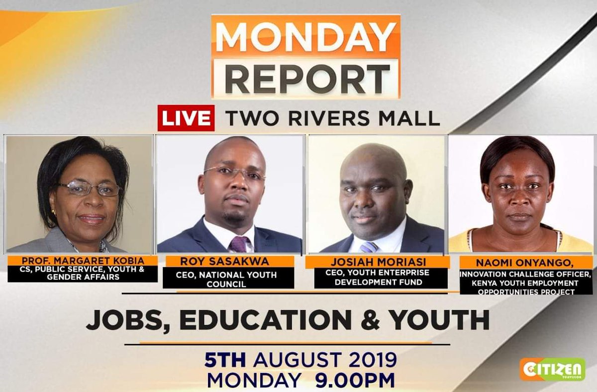 YouthFund_Ke's tweet photo. The National Youth Week starts tomorrow 6th August and will culminate with the commemoration of the #IYD2019 on 12th August in Kwale County. This year's theme focuses on education as a tool for youth empowerment. Join the conversation on #MondayReport @citizentvkenya https://t.co/ZQ07KvymUv