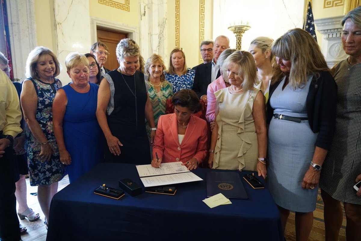 GovRaimondo's tweet photo. It can take decades for victims of sexual abuse to not only come to terms with what happened to them, but also to name their abuser and seek justice. Today, I am proud to sign a bill that gives survivors the time they need to take action. https://t.co/x8rJqTBJah