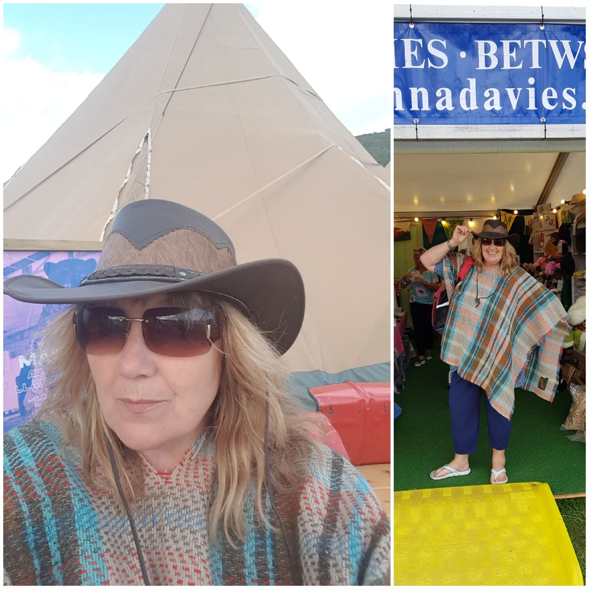 Os yn oer ac wedi anghofio côt fel fi, siswrn mewn darn o flanced £15 o Anna Davies...a diaw, es i am yr effaith gaucho llawn a phrynu het i'r diawl. # cynnesfeltôst