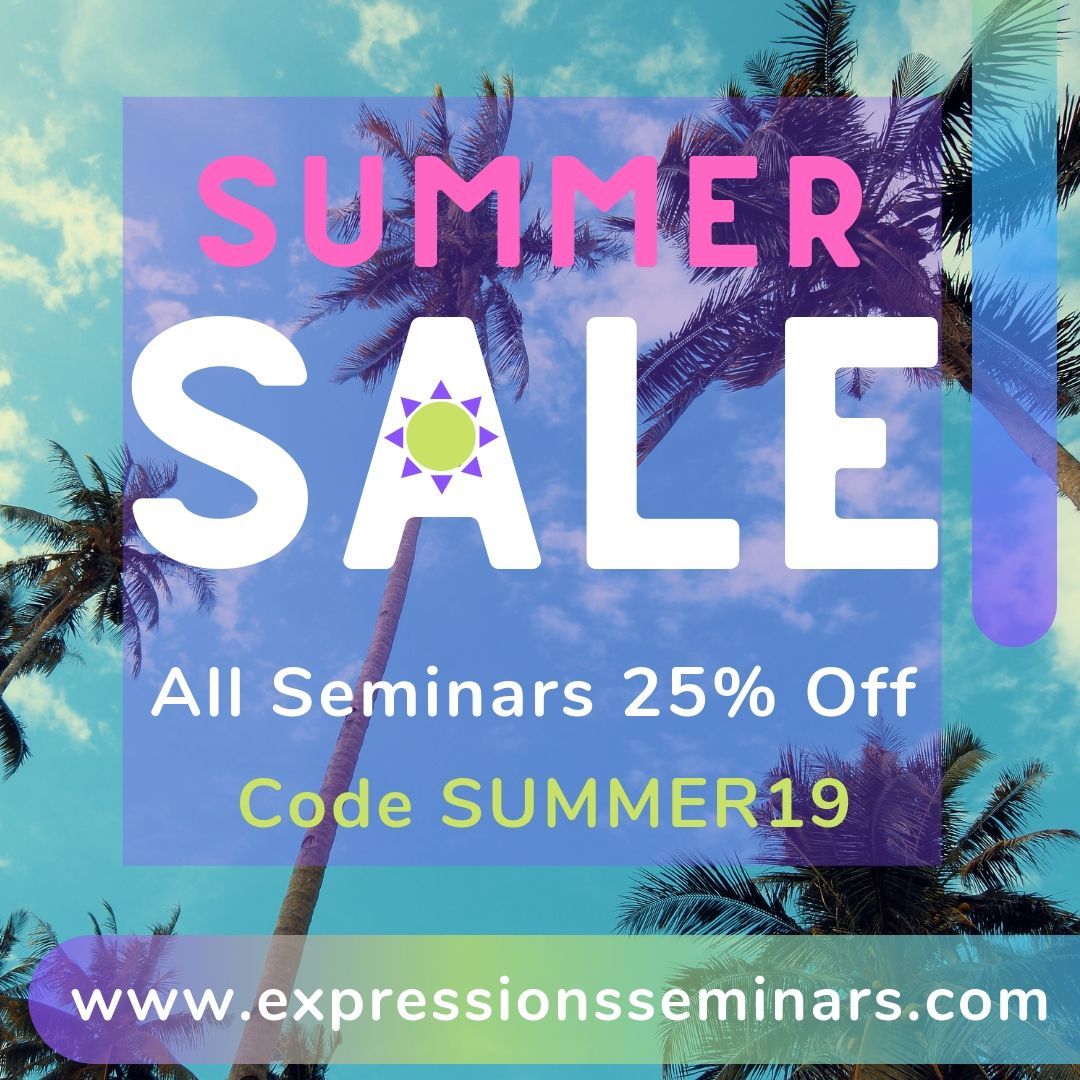 Expressions Seminar site has a sale going on until next Monday, 8/12! 

You can get 25% off ALL seminars and seminar bundles!
Use code SUMMER19 to get your 25% off!! 

Take advantage of this huge sale and easily earn some CEUs while school is still out!!

expressionsseminars.com