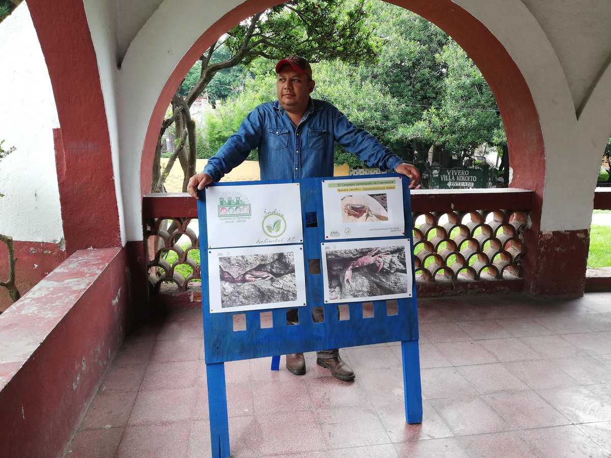 IndiceAmbiental's tweet photo. Exposición fotográfica sobre el Cangrejo Barranqueño de Cuernavaca especie en peligro de extinción, realizada en el Parque Tlaltenango, gracias a interés del ayudante municipal Biol. Alfredo Rodriguez https://t.co/wHKVjnM53k