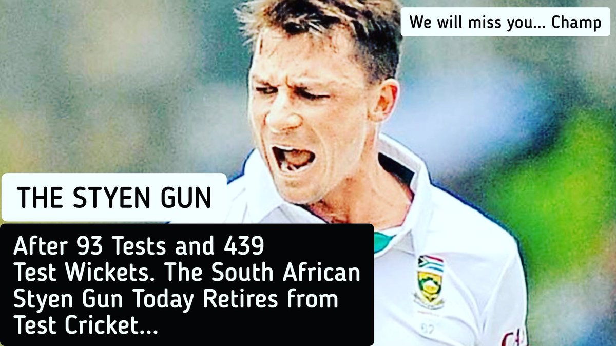 amanonsports's tweet photo. We will miss you ... Speed master Dale styen ...
Retires form test cricket ...
#dalesteyn #Ashes @OfficialCSA #styen #Cricket https://t.co/f5mMsjv7jQ