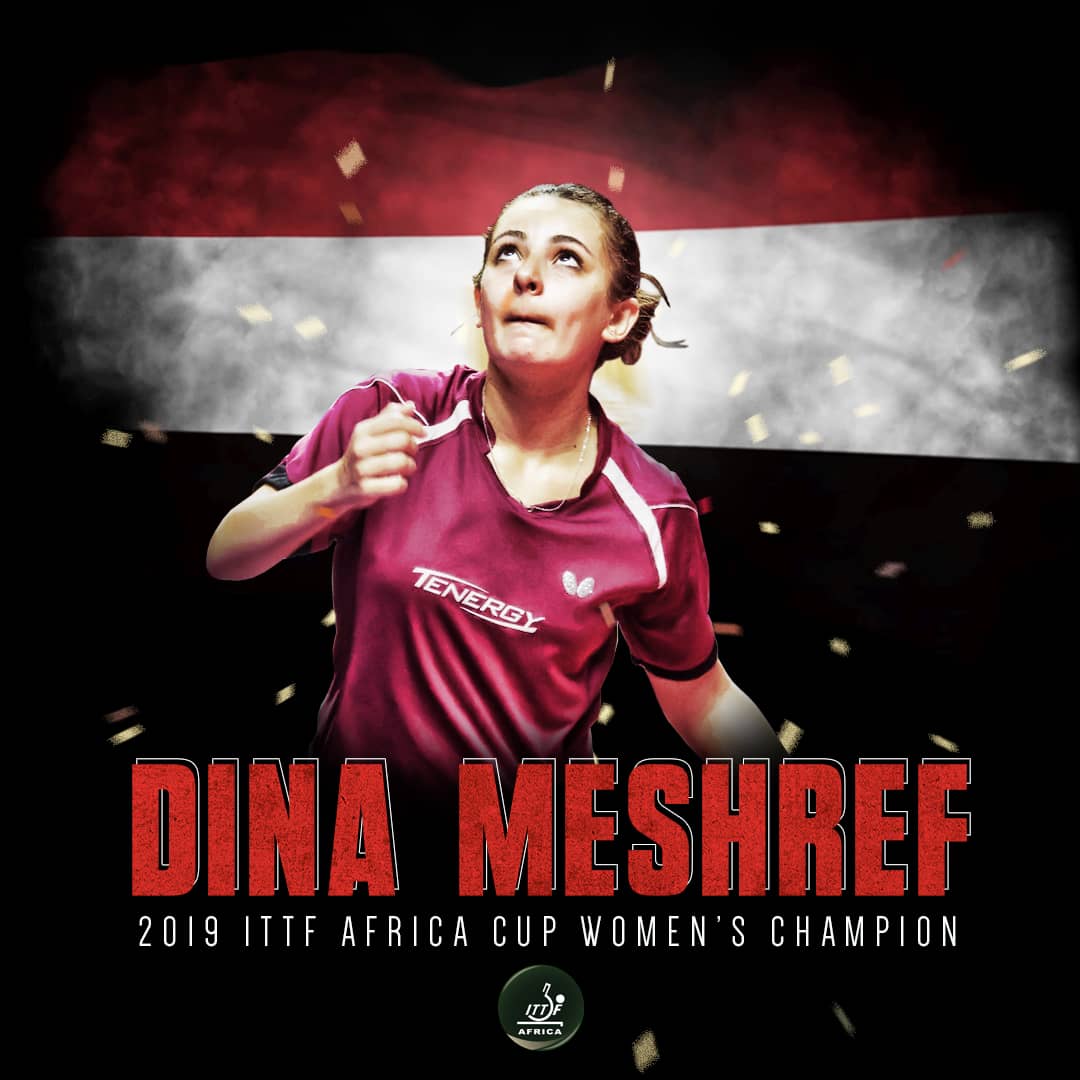 ITTFAfrica's tweet photo. Egypt's Dina Meshref makes it a hat-trick of African women's singles titles after a dominant 4-0(11-9, 11-9, 11-1, 11-8) victory over compatriot, Helmy Yousra. 

#ITTFAfricaCup19 https://t.co/c49KEvIlXW