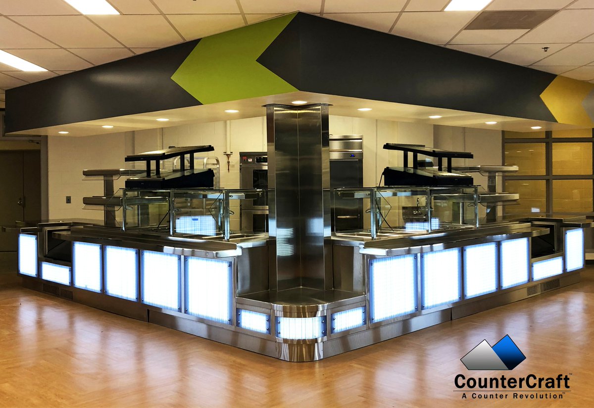CounterInc's tweet photo. Good Afternoon! Take a look at this flying V counter we did for a HS!

#takealook #ledlights #glass #stainlesssteel #hot #designandbuild #school #highschool #servingline #counter #countercraft #countercraftinc #customcounters https://t.co/12EJy2pr6u