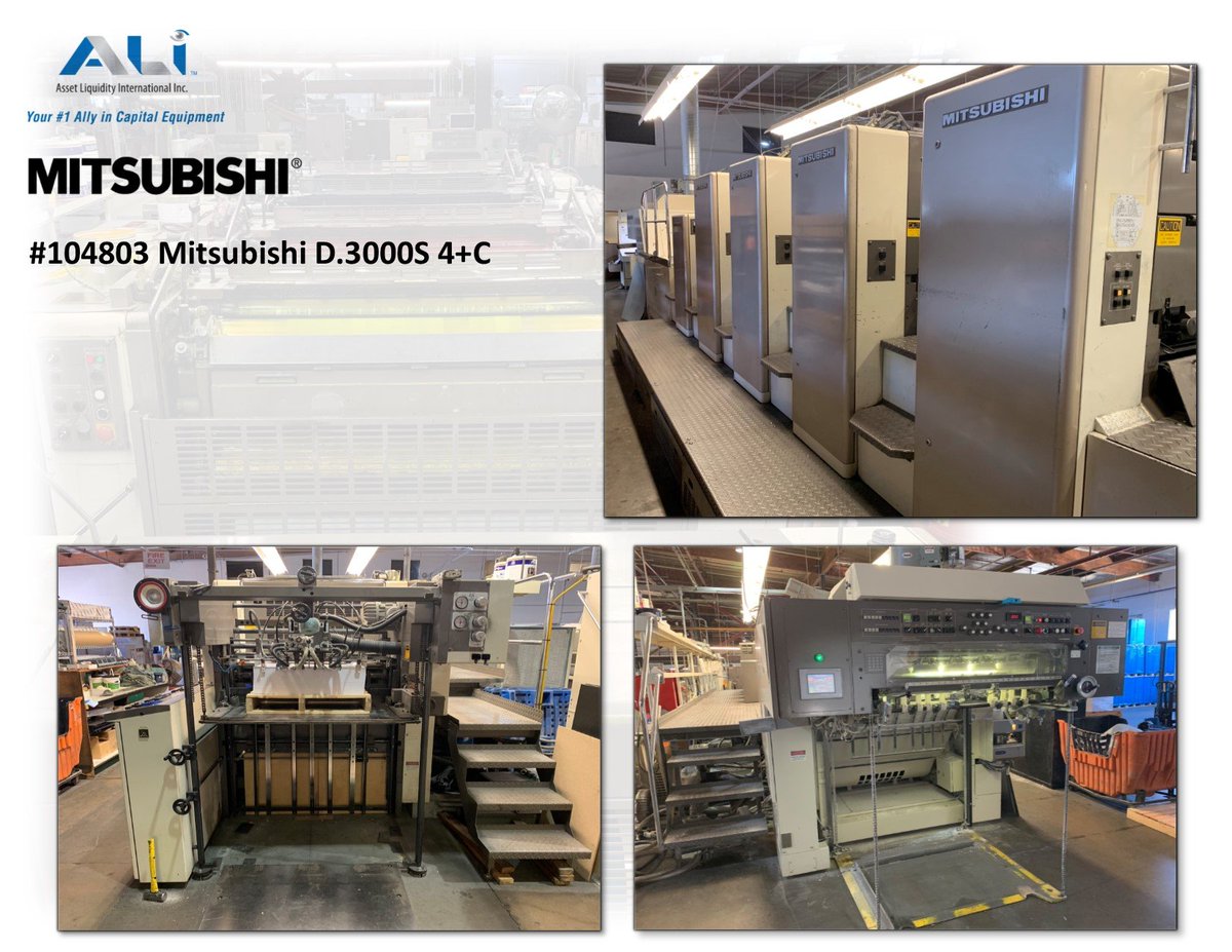 LiquidityAsset's tweet image. #104803 Mitsubishi D.3000S 4+C
Call me about $$
Machine is in Great Shape and Everything Works.
Specifications:

 - Year: 2004
 
#komori #Offset #offsetpress #printpress #PRINTING #assetliquidity #ali #Ally #printlife #print #printwhatsapp