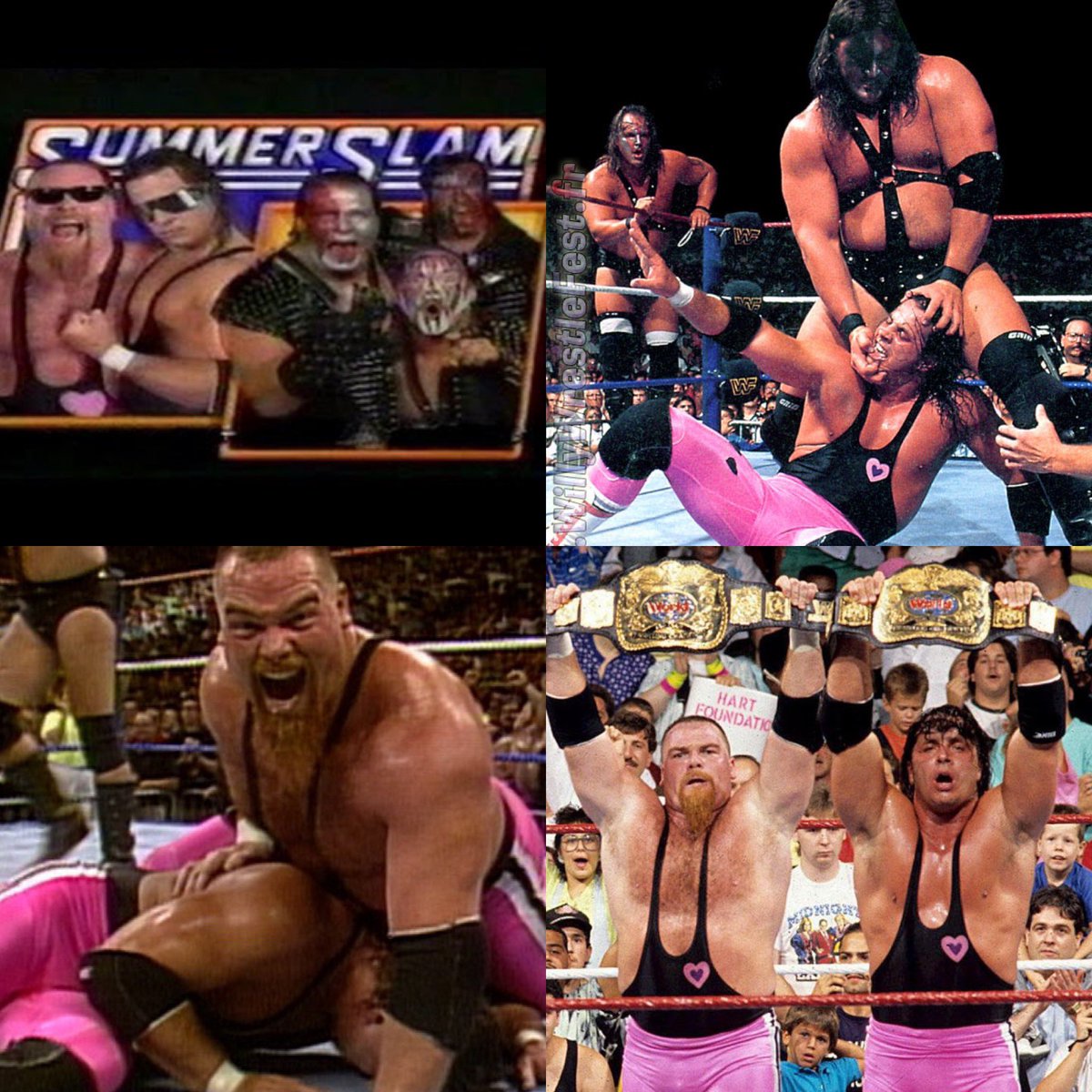 kennymc1ntosh's tweet photo. 2. Hart Foundation vs Demolition in a 2 out of 3 falls match. One of my fave tag title matches ever. We had LOD interfere after the three Demolition members were being evil & the Harts vying to regain their belts that they havenโt had in 2 years. So great #SummerSlam90 https://t.co/uSgrud4rRg
