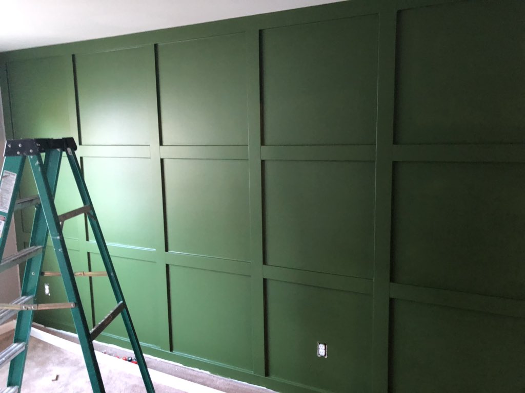 LHS_IndTech's tweet photo. Accent wall juuuust about wrapped up. 
#SummerProject19 https://t.co/9yglUyvg6a
