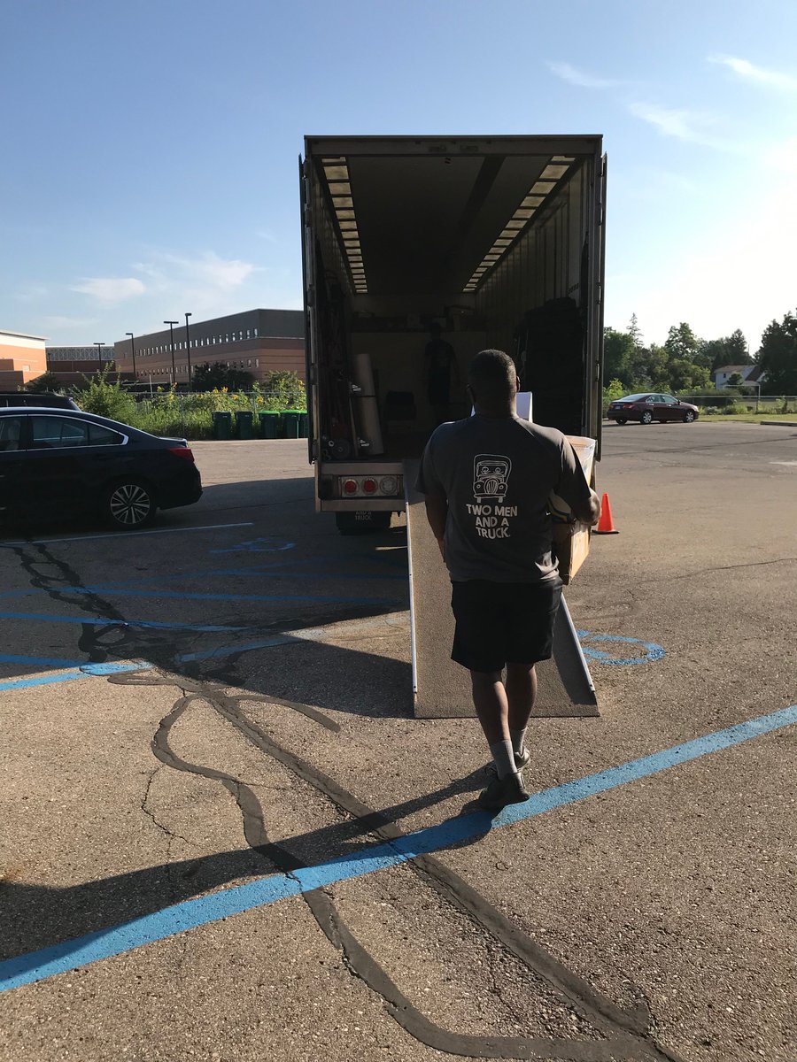 Davies_Project's tweet photo. When Pam moved into the Armory, everything fit in her mini-van and was carried by her 2 sons. Today,  @TMTLansing - really 4 men and 2 trips moved everything over to the Firehouse. It was a hot and sweaty day. Thanks so much! https://t.co/Mlizi8CFLS