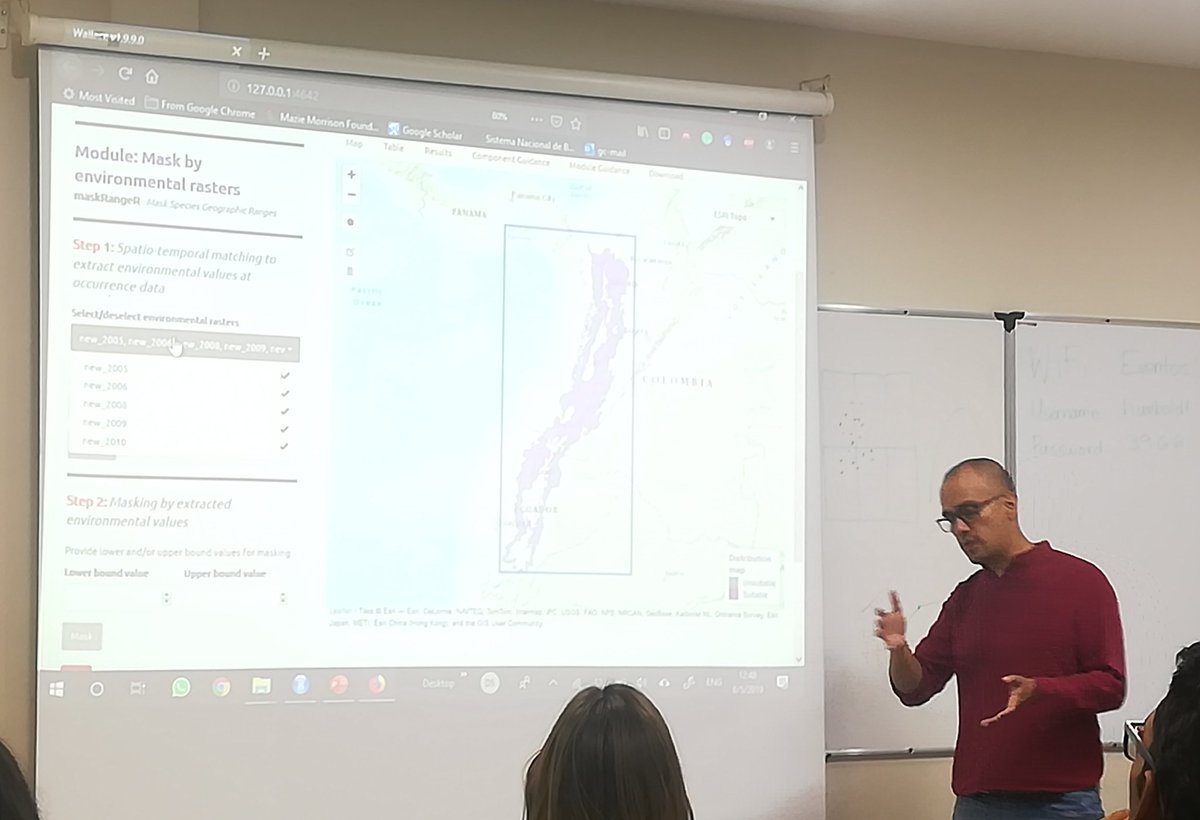 LauraDBertola's tweet photo. Excited for 1st day at #IBSQuito #IBS2019 @Biogeography. Workshop on #openscience #Wallace software for #SDM. With @chalo_pinilla @GalantePete @ndimhypervol @bgerstner90 @babichmorrowc https://t.co/Zl8cd22mJm