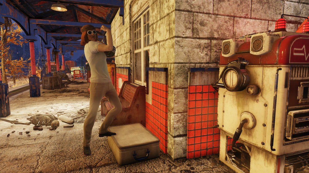SGang76's tweet photo. Agent Cathryn check her muscles! Yes. They are still in place! Not a ghoul yet! Good luck agent! #Fallout76 https://t.co/AXXw2TVI5d