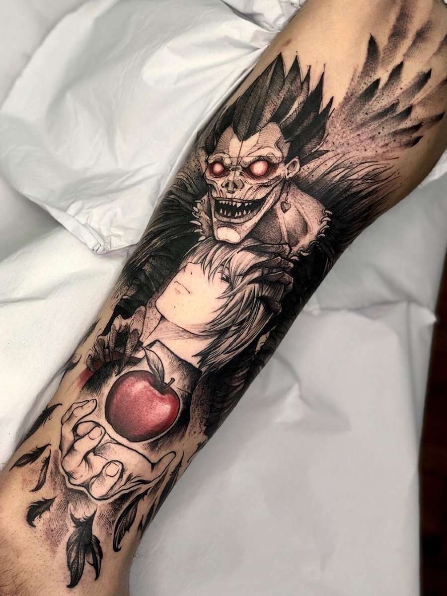 Death Notes Ryuk tattoo located on the shin #21 Death Notes Ryuk tattoo located on the shin