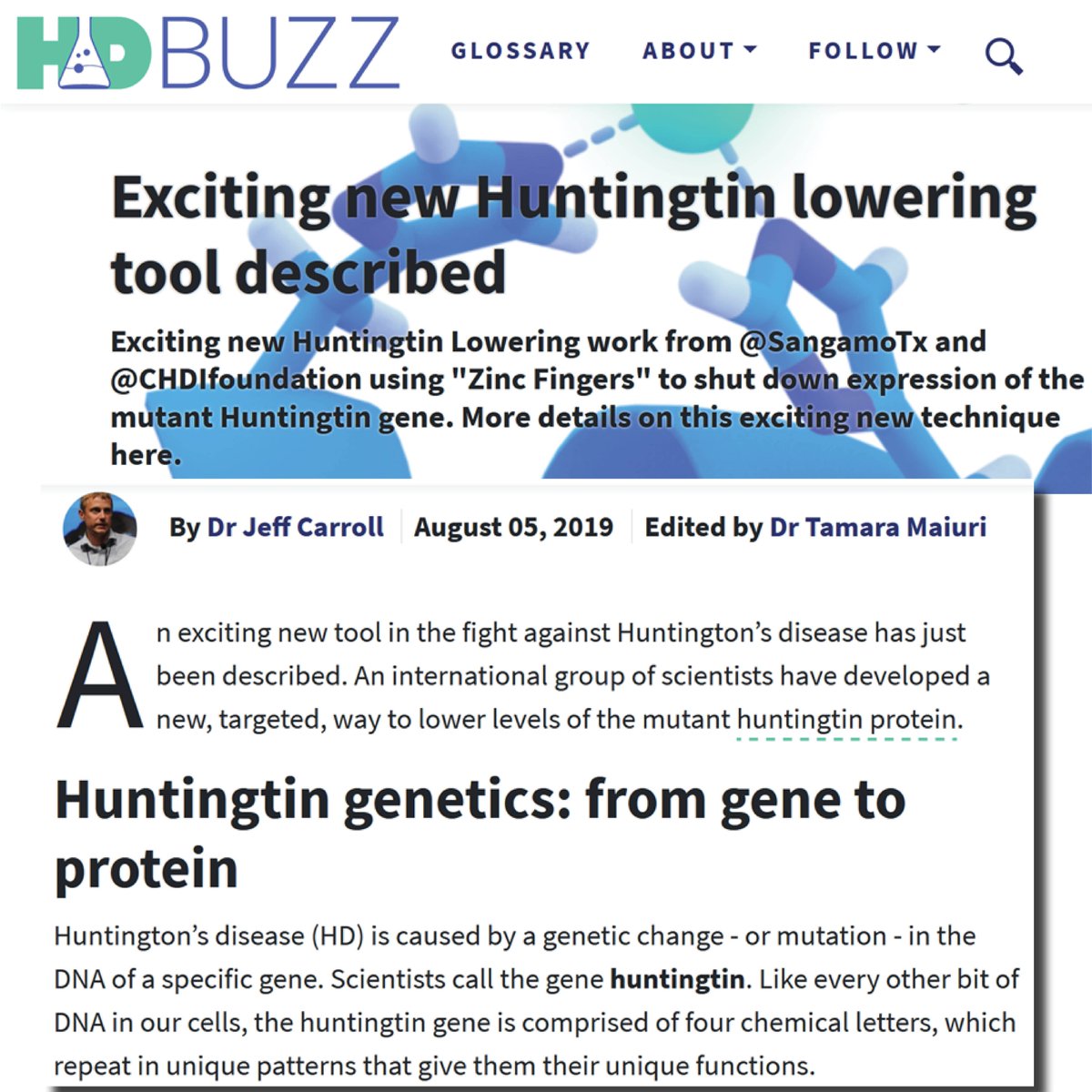 HDSA's tweet photo. The latest from our friends at @HDBuzzFeed 
Exciting New Huntingtin Lowering Tool Described
FULL STORY: https://t.co/UtFQWfZMxO

#HuntingtonsDisease #HDSAFamily #LetsTalkAboutHD https://t.co/InlqA4glmX