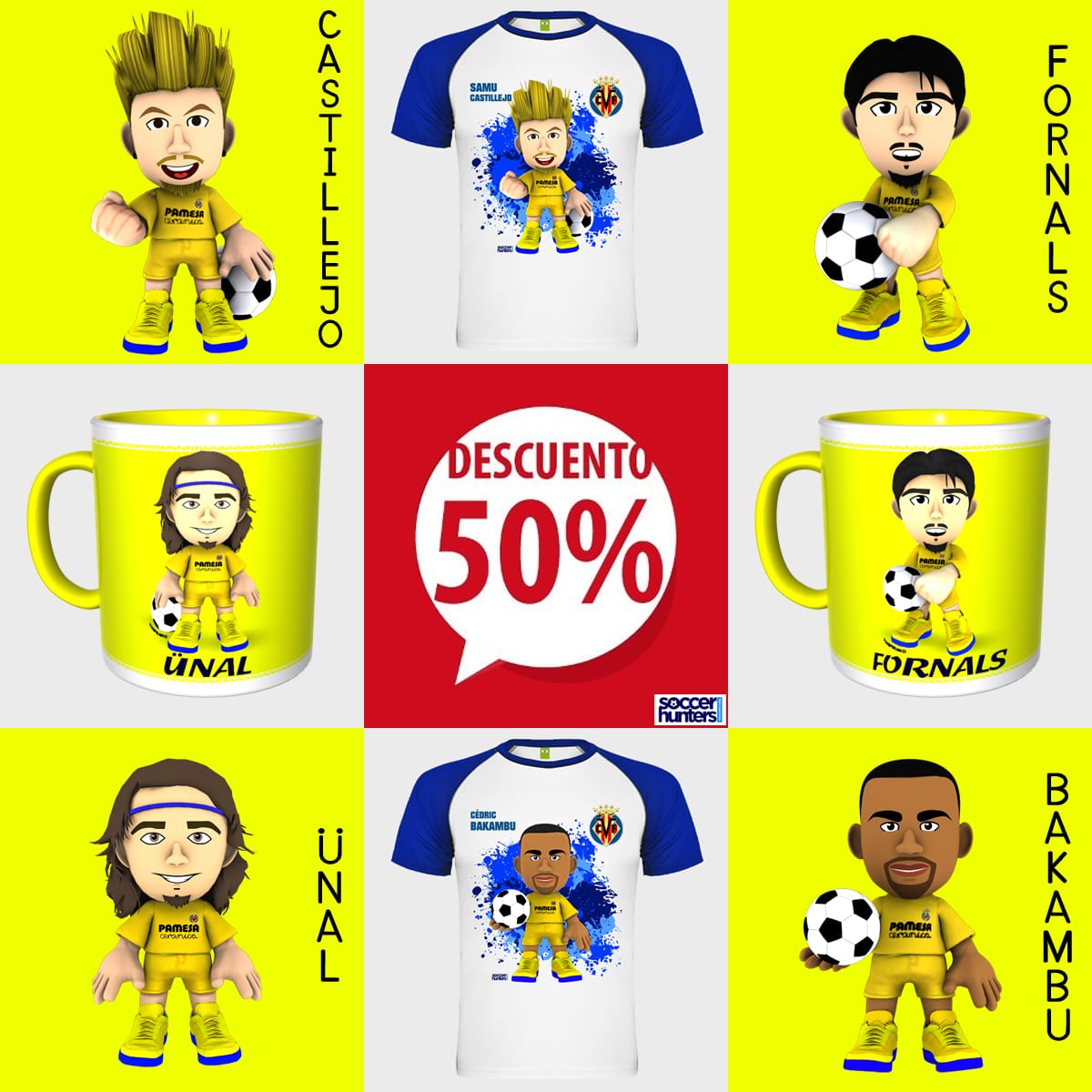 VampirakoStudio's tweet photo. Algunas de nuestras estrellas '@VillarrealCF CF Soccer Hunters' se han marchado, pero su recuerdo perdurará para siempre en nuestros corazones, camisetas y en tazas.
Aprovecha y llévate el merchandising de Castillejo, Bakambu, Fornals o Ünal al 50% ¡HASTA AGOTAR EXISTENCIAS! https://t.co/WdbXXYndLO