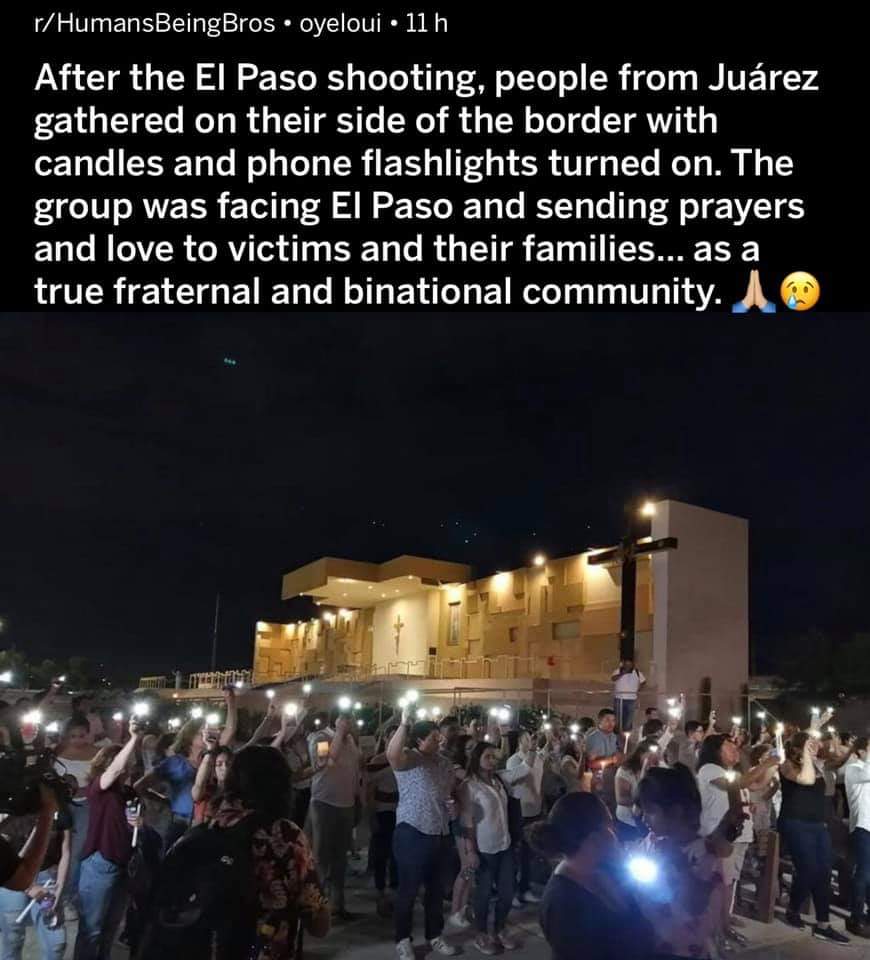 Jessica_V27's tweet photo. @POTUS  here's your wall! Together the boarder lands stand strong! While your racist sheep follow your darkness. The blood of the innocent is on your hands as well as that pos that did the killing. #StandStrongElPaso #BoarderLandsStandStrong #Juarez #StopTheKillings https://t.co/OVwGfUw5Sx