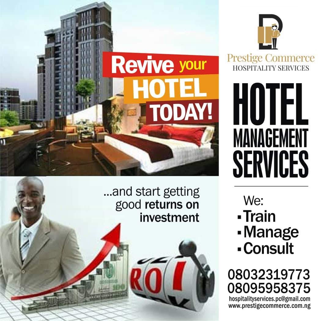 PrestigeCommHS's tweet photo. We care about the progress of your hotel.
#HotelManagement #hotelsolution #hotelsinnigeria #hospitalityservices https://t.co/IOUTuRdHXF