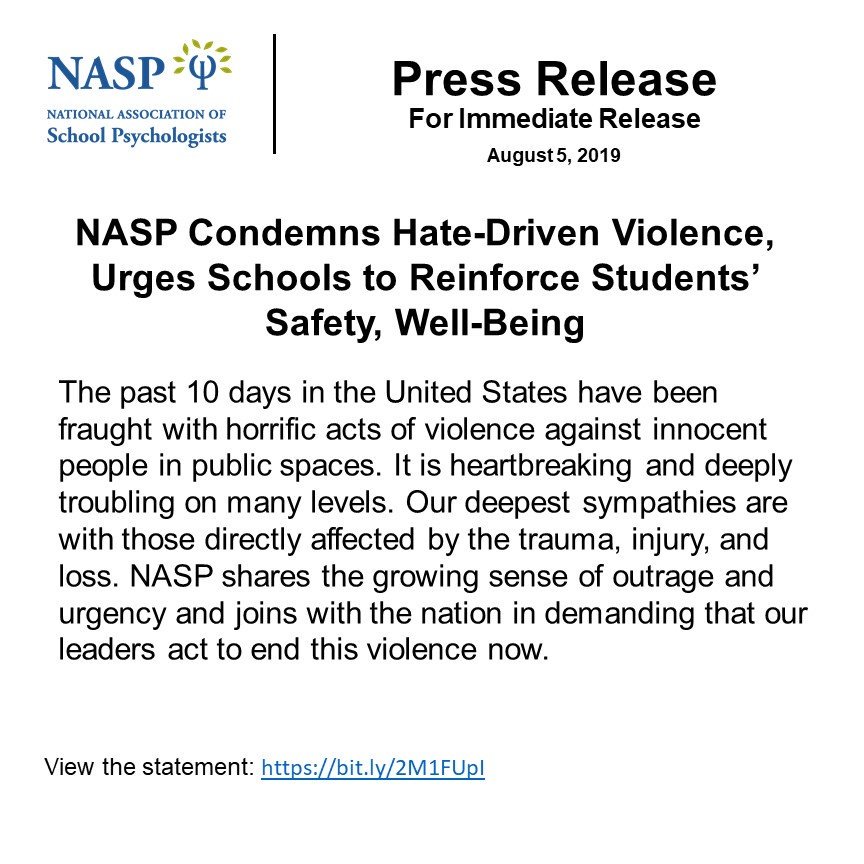 nasponline's tweet photo. 🚨STATEMENT: 

"It is particularly concerning that our nation’s children are returning to school against the backdrop of this painful reality." 

Full statement here: https://t.co/uUm4Xu9nFo #NASPadvocates https://t.co/0iVNK90GLd