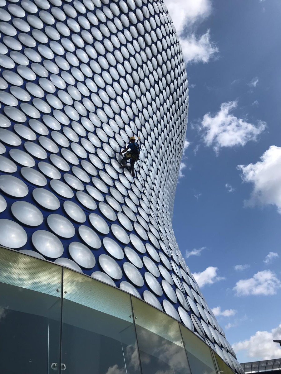 TrencromTree's tweet photo. Left the trees alone this week and went up country for some ropes access work. Building inspection at Selfridges in Birmingham. We were checking the discs and securing fixings #ropeaccess #irata https://t.co/OSWriM6fsg